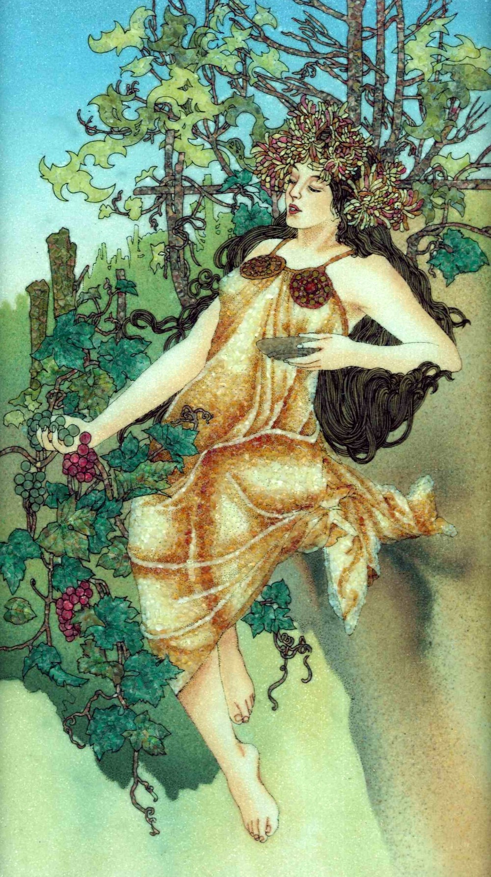 イムラアートジェム 貴石画 宝石画クリスタル アート 孔雀